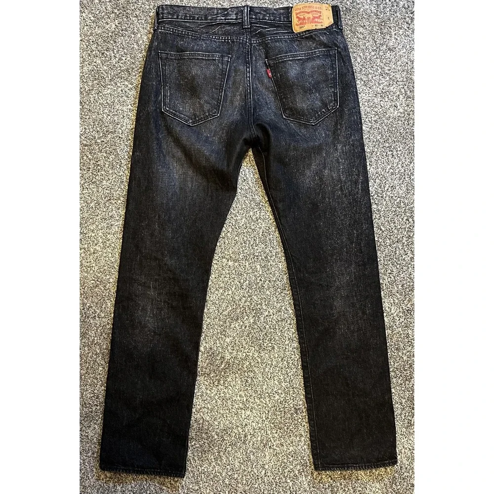 Levi's 501‎ Jeans Mens 32x32 Black Straight Leg Distressed Button Fly Denim